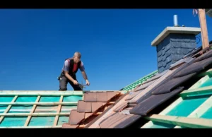 Professional inspecting a commercial roof for emergency repairs